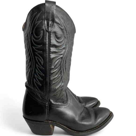 Texas Black Leather Western Cowboy Cowgirl Boots Women's 7 D - Picture 2 of 15